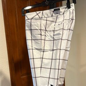 Express Womens White and Black Grid Pants